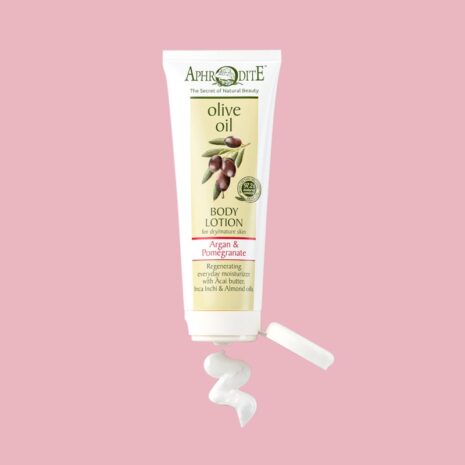 regenerating-body-lotion-with-argan-pomegranate-product Aphrodite Body Lotion with Argan & Pomegranate in a field of pomegranate seeds